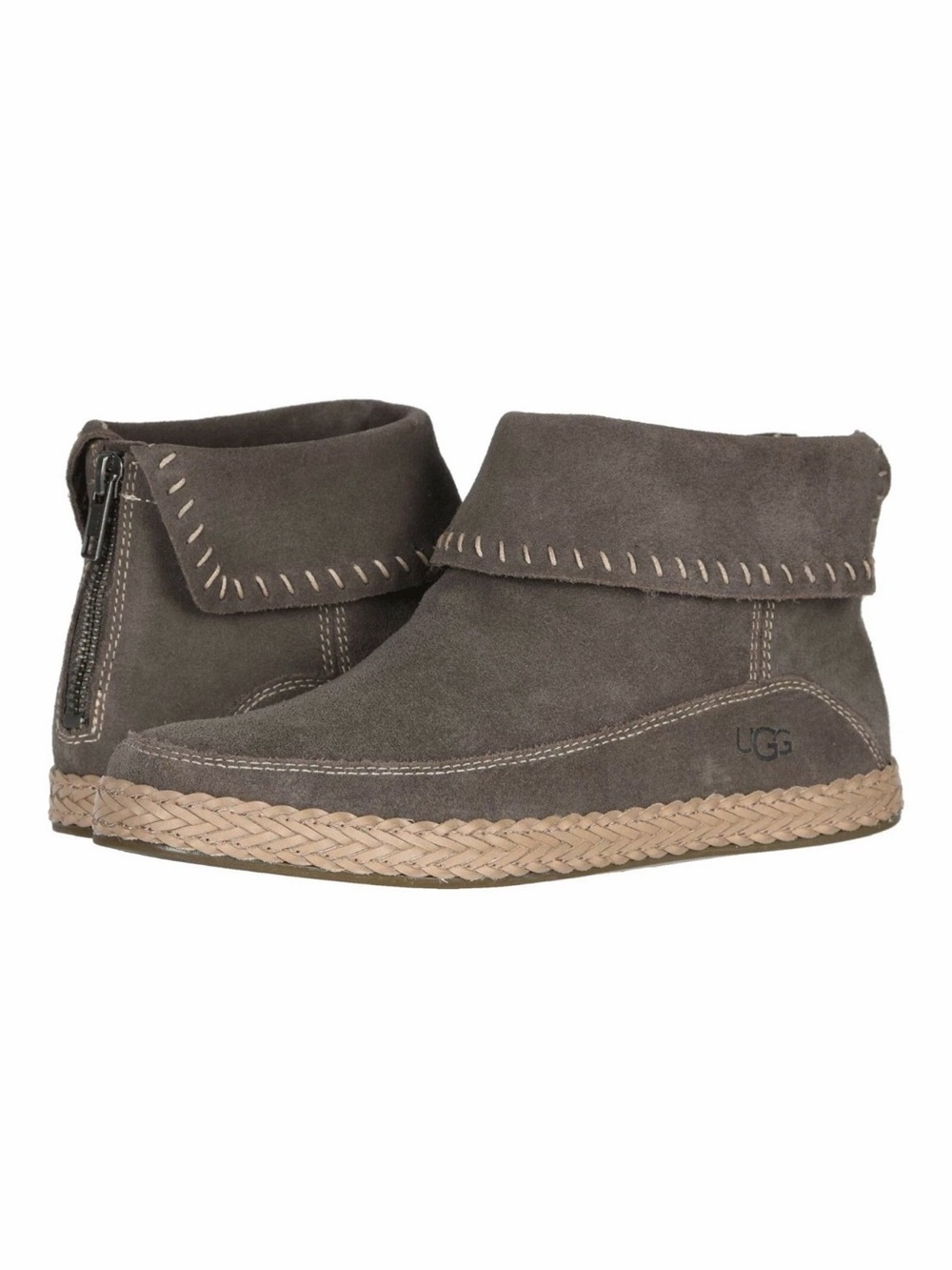 UGG Varney Gray Suede Moccasin Booties Boho Ankle Boots Women's Size 8